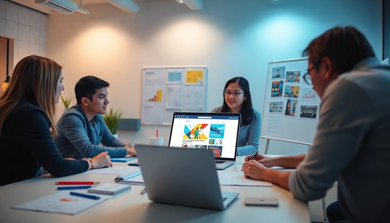 Showcase of Hereford Web Design through collaborative web design process in a bright office.