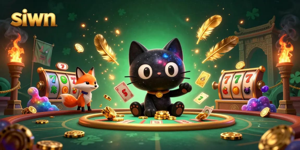 Experience the allure of siwn with a vibrant cosmic casino featuring colorful characters and slot game elements.