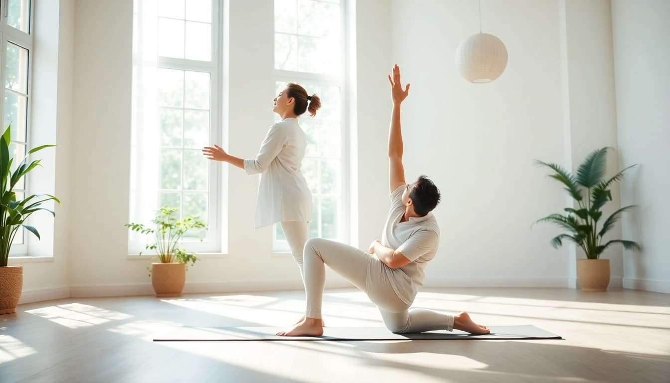 How to relieve back pain with a professional performing wellness stretches in a bright environment.