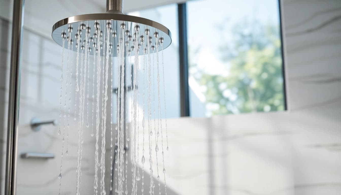 Experience elegant showers Australia with luxurious rain shower features and modern bathroom design.