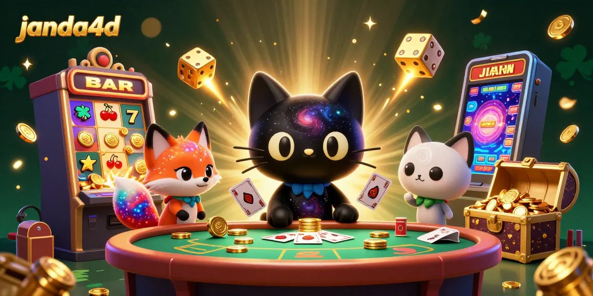 Menangkan hadiah dalam permainan slot JANDA4D dengan kucing lubang hitam dan nebula rubah di kasino luar angkasa.