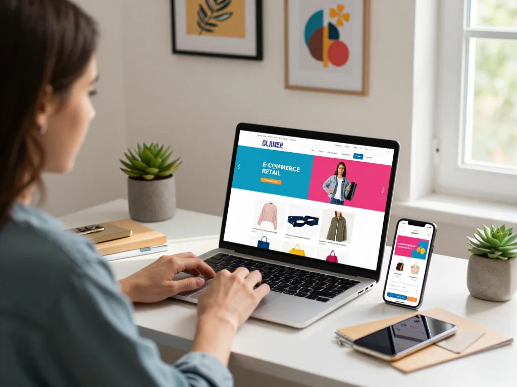 Engaging online shopping experience at https://hubet88.icu/ with vibrant products and a cozy workspace.
