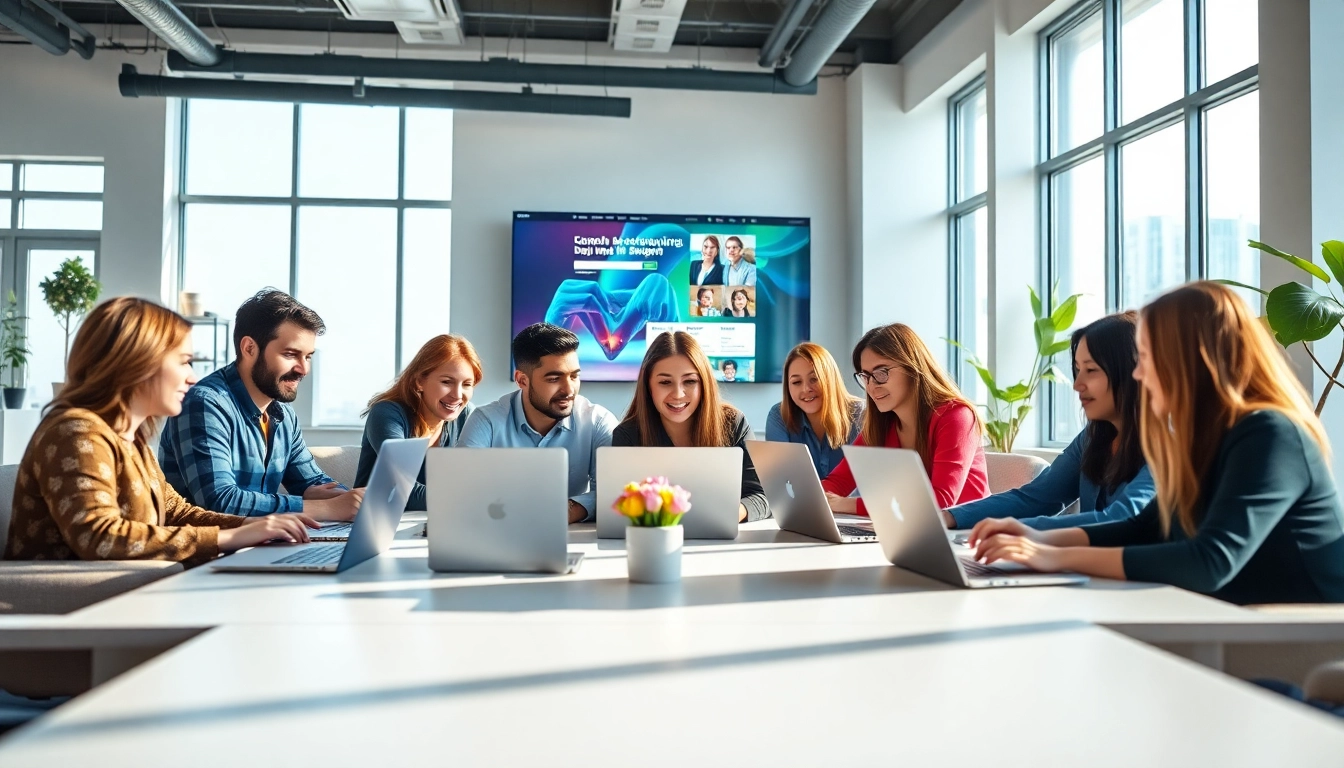 Webdesign-Agentur mit einem professionellen Team, das an einer Website arbeitet.