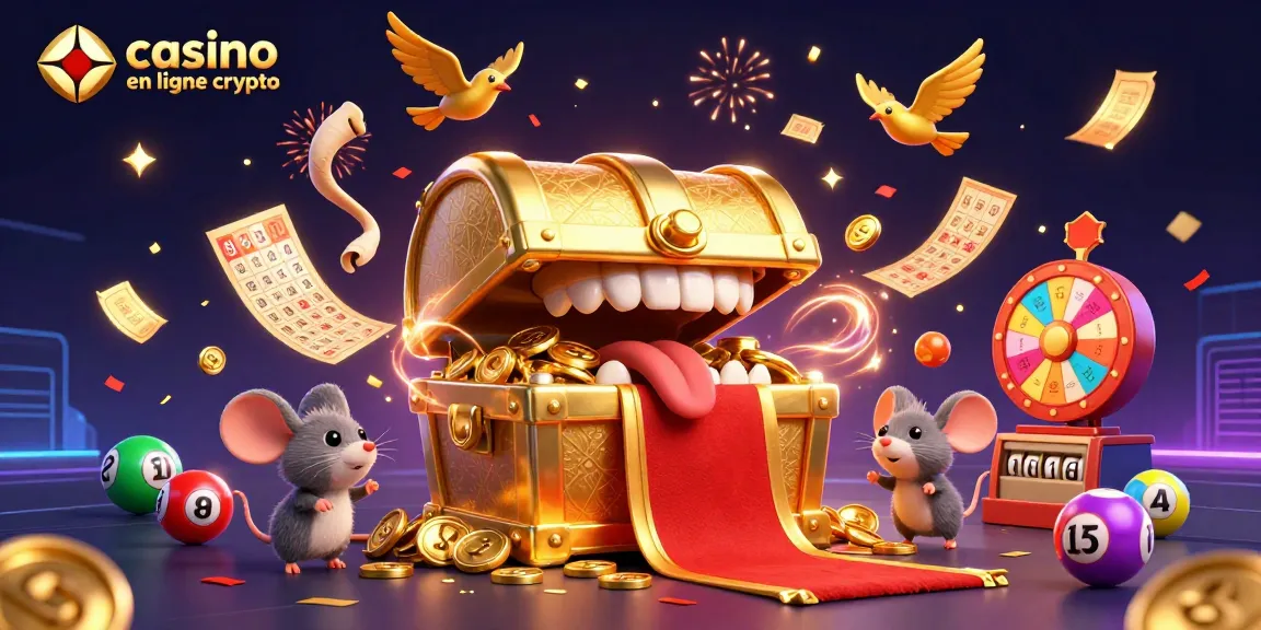 Profitez des jeux de casino en ligne crypto avec cette illustration captivante remplie de trésors.