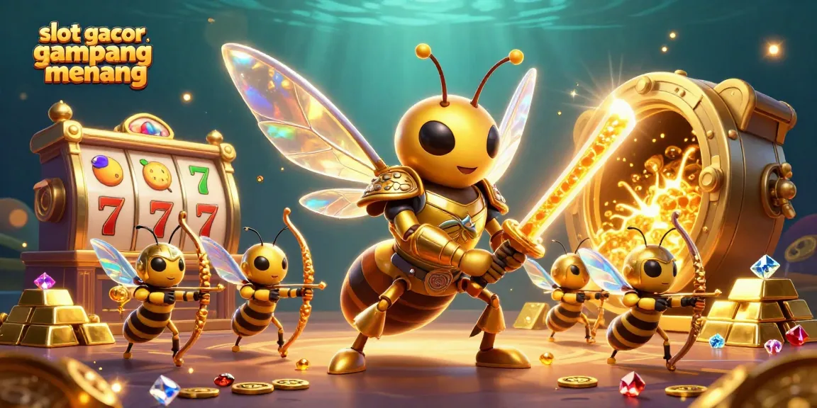 Experience the excitement of slot gacor gampang menang with vibrant visuals of a giant golden hornet in a casino-themed adventure.