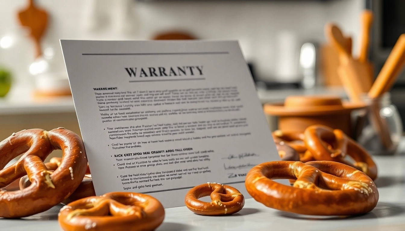 Who owns Pretzel warranty showcased on a document with pretzel-shaped decor.