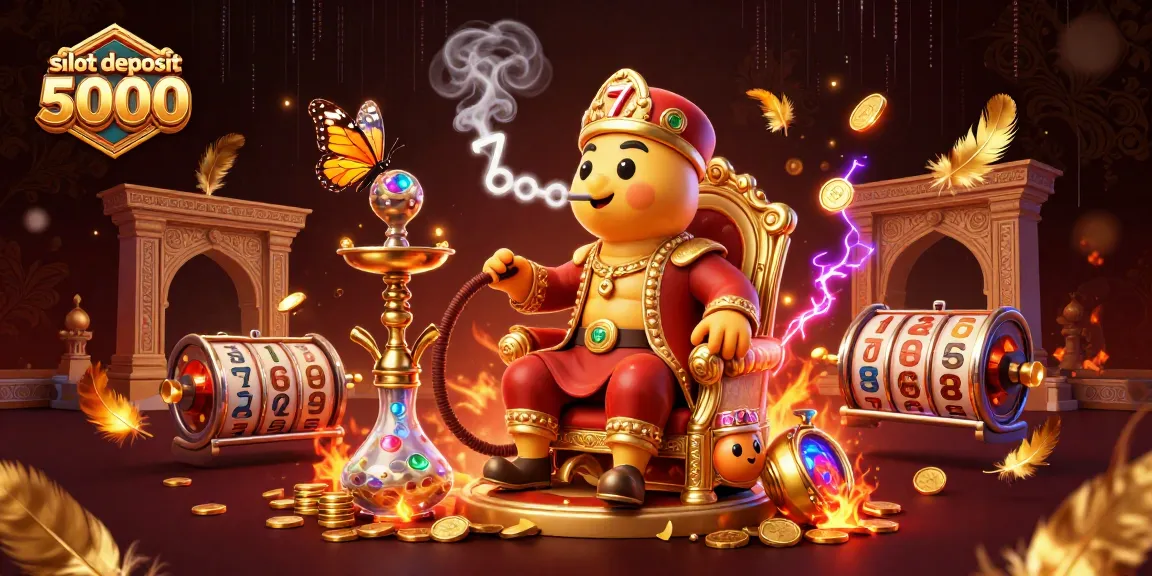 Experience thrilling action with slot deposit 5000 as you play slots in this vibrant casino scene.