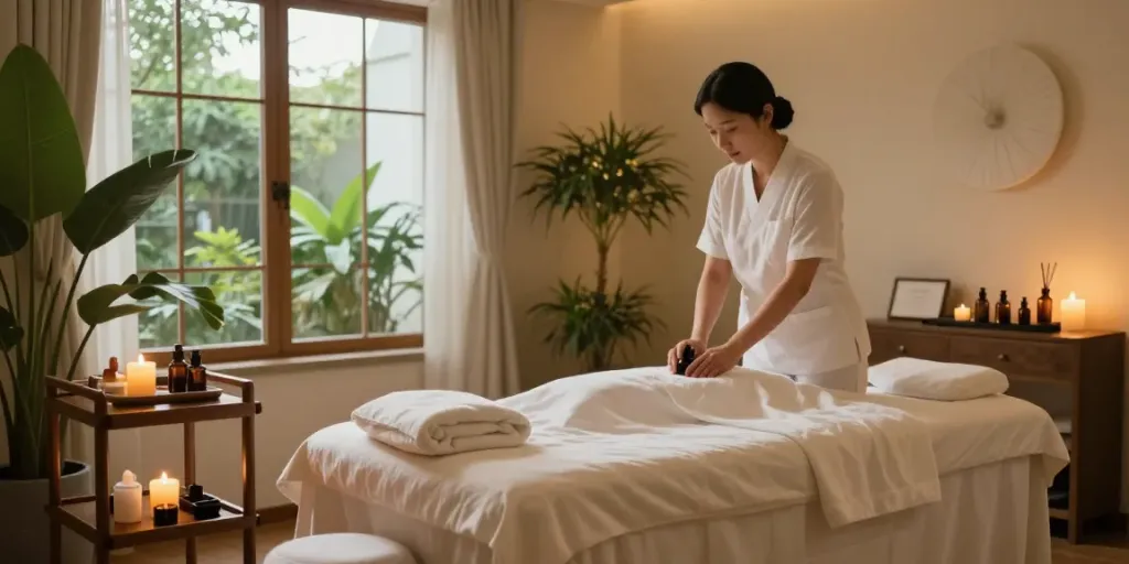 Experience premium 구월동출장마사지 in a serene spa treatment room.
