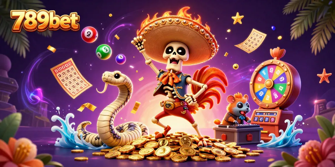 Win big with 789bet at this vibrant, action-packed lottery-themed illustration.