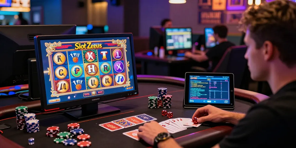 Player enjoying Slot Zeus game amidst colorful gaming atmosphere with engaging visuals and interactions.