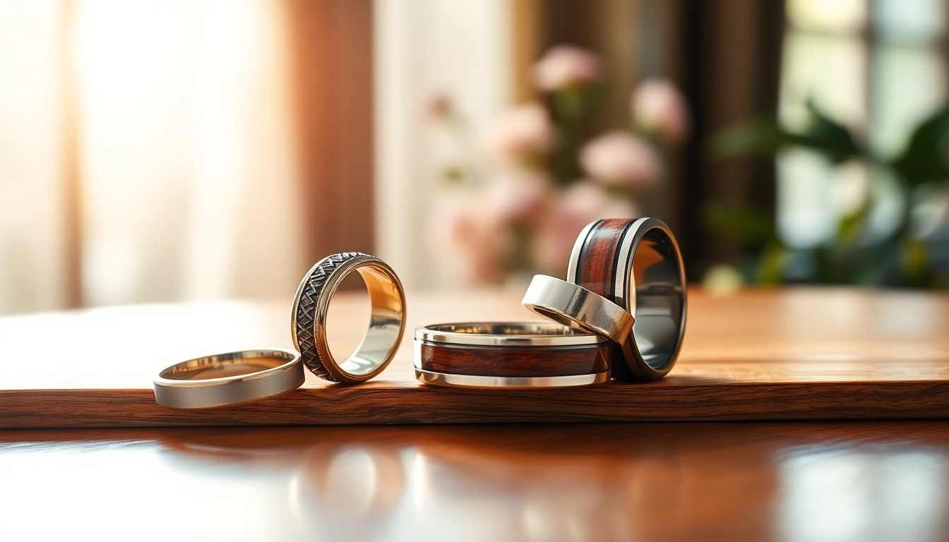 Showcase of Unique Wedding Bands for Men highlighting craftsmanship and distinct designs.