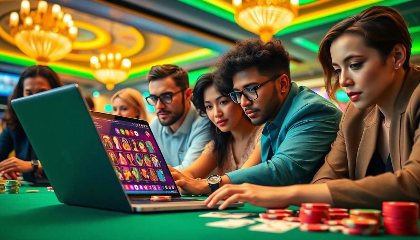 Spieler, die online casino spielen online auf einem modernen Laptop genießen.