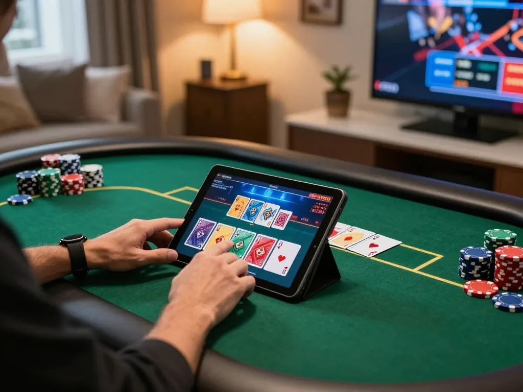 Engaging in tg 88 online poker gameplay from a stylish home workstation, showcasing strategy and fun.