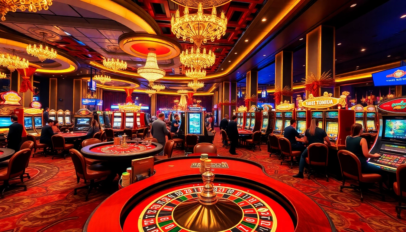 Experience luxury gaming at vin777 com with vibrant casino tables and slot machines.