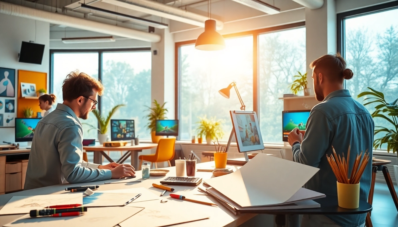Animation Studio Berlin in a vibrant workspace with artists creating animations.