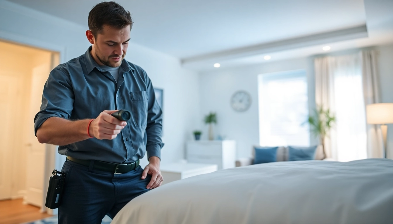 Waukesha bed bug exterminators inspect a residential area for effective pest control.