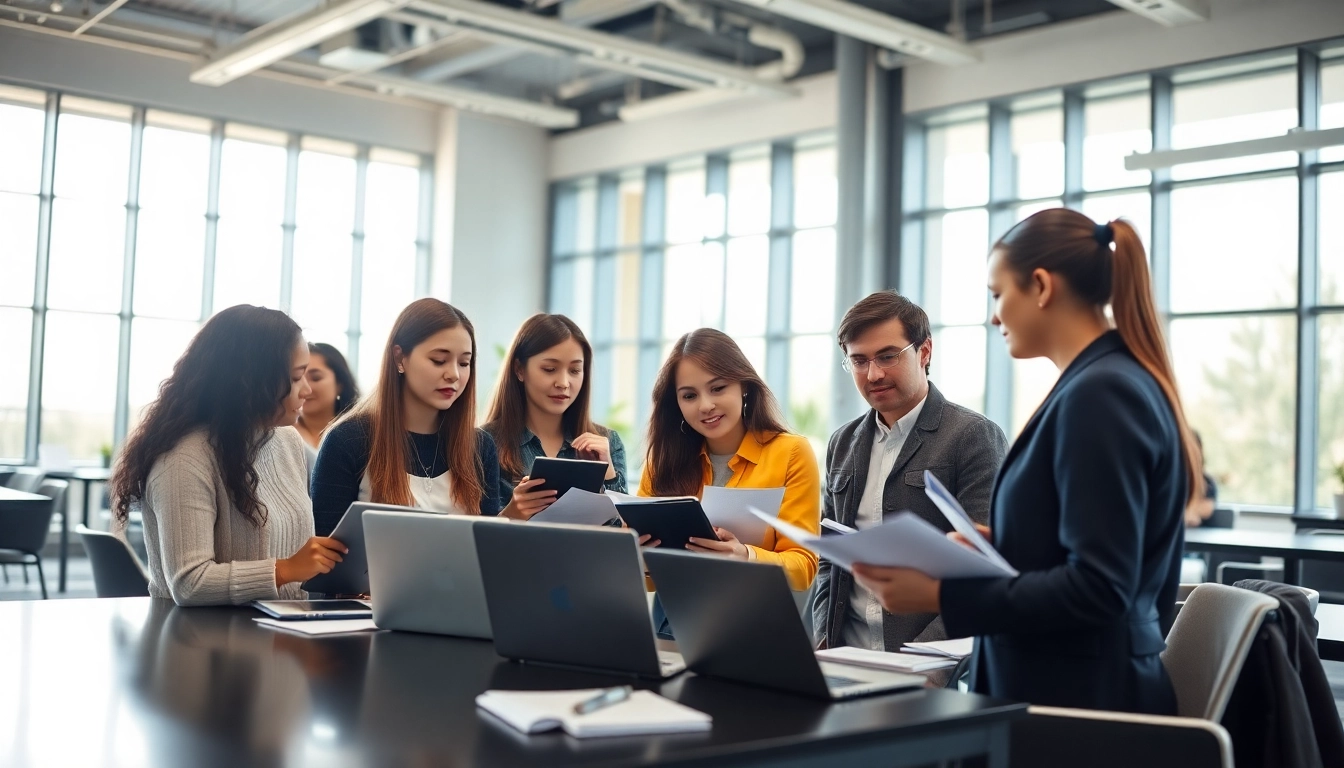 Engaged students exploring alternatives to traditional exam in a collaborative space.