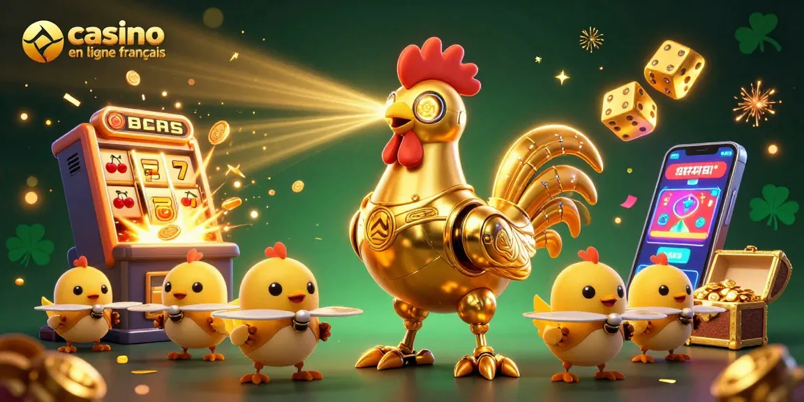 Découvrez un jeu captivant avec le casino en ligne français, symboles de jackpot et robots futuristes.