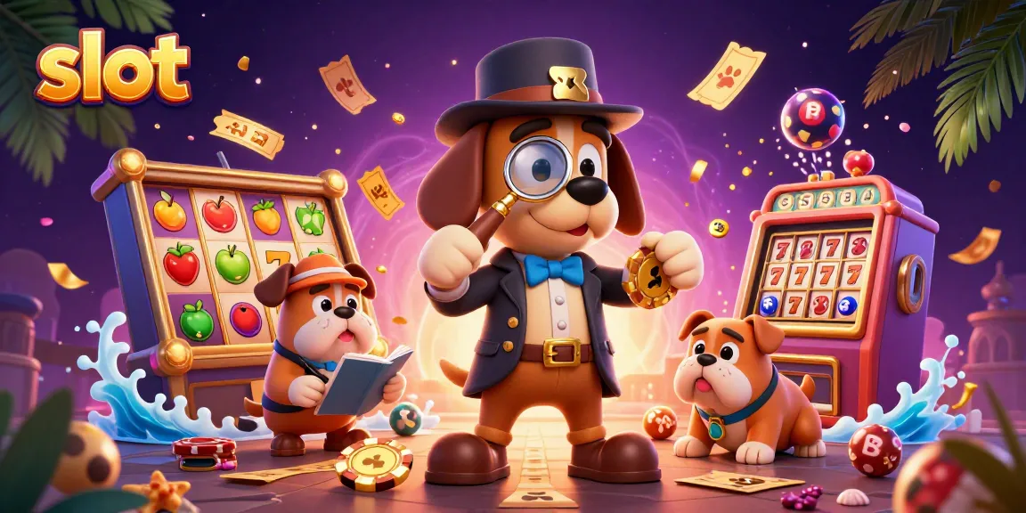 Engage in slot excitement as a detective explores golden poker chips surrounded by vibrant gambling elements.