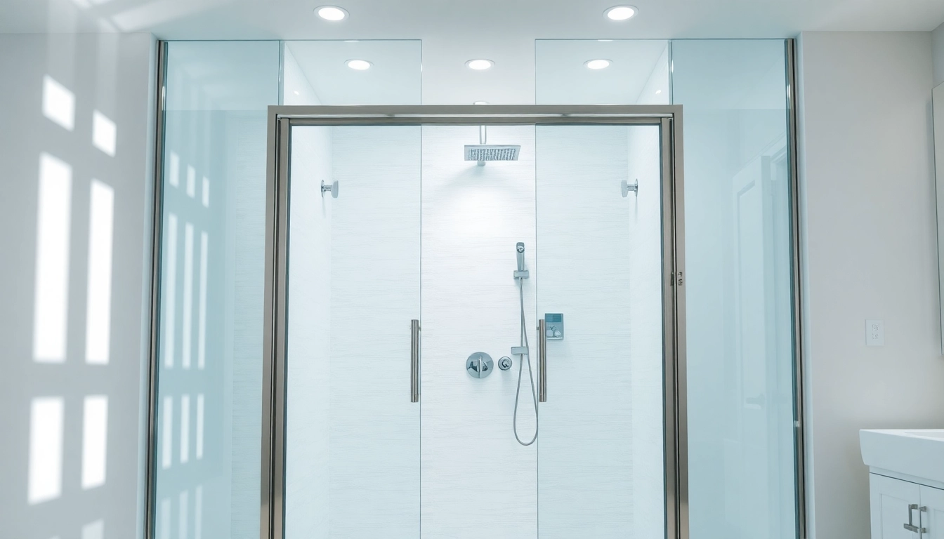 Showcase of sunney shower doors elegantly displayed in a modern bathroom with sleek design features.