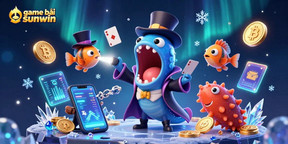 Experience the excitement of game bài sunwin with a lively underwater magic show featuring glowing coins and card tricks.