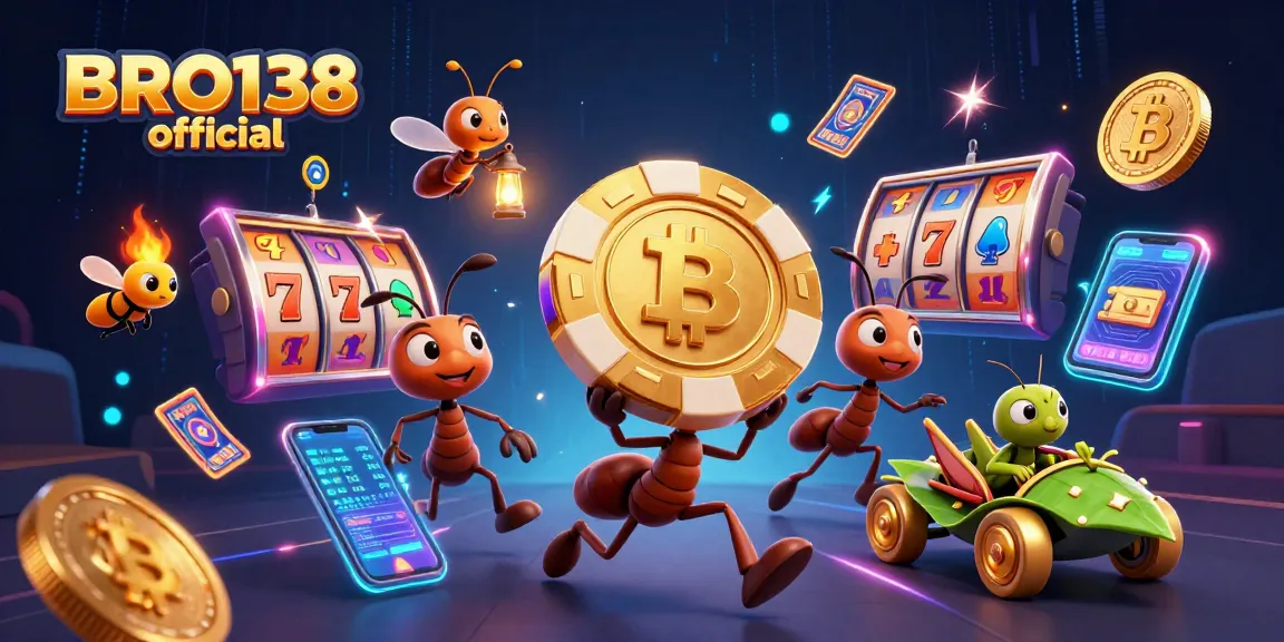 Experience the thrills of BRO138 official as ants execute a heist in a vibrant casino-themed scene.