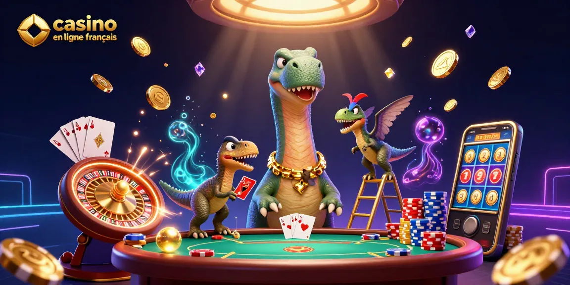 Jouez dans un casino en ligne français avec notre illustration ludique et colorée.