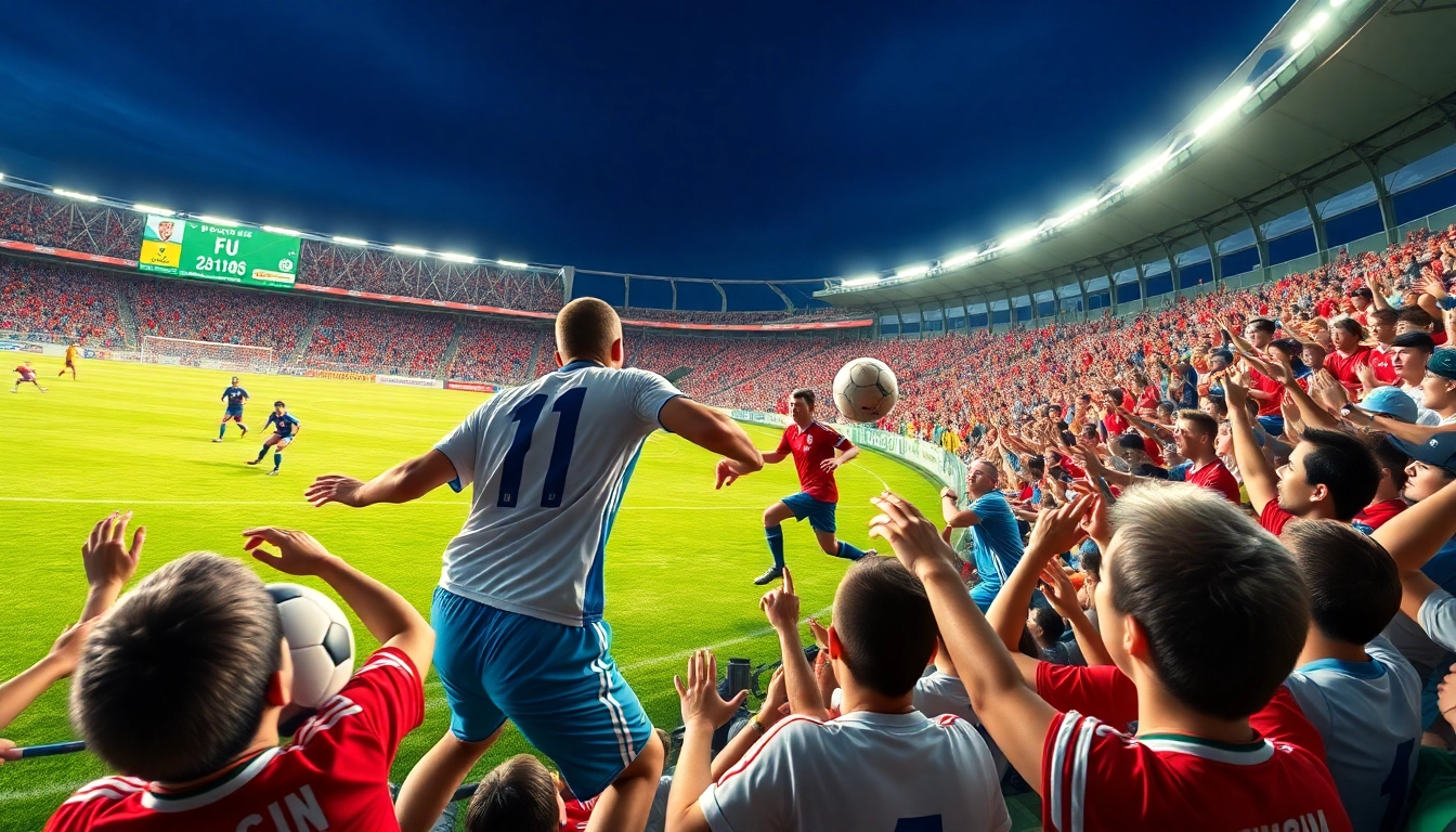 Exciting soccer match capturing kèo nhà cái dynamics with fans and players in action