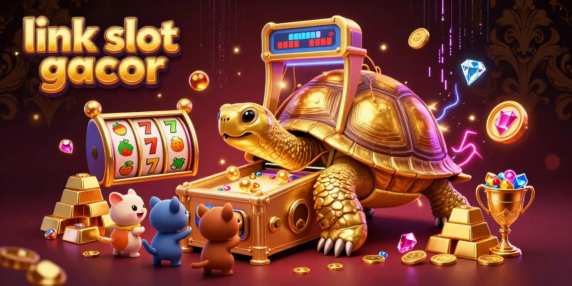 Spin and win at link slot gacor with vibrant slot reels and golden treasures in a dynamic casino scene.