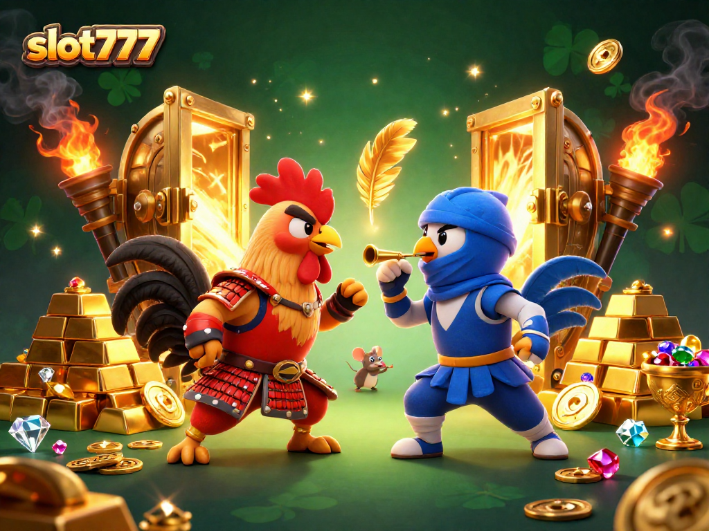 Slot777: Bersiap untuk menghadapi duel epik antara dua ayam pertarungan, dikelilingi oleh kekayaan dari mesin slot.