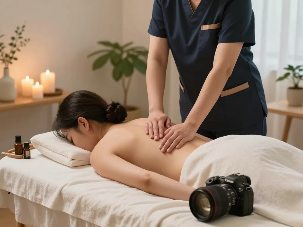 Experience a serene 서울출장마사지 with a professional therapist creating a calming atmosphere.