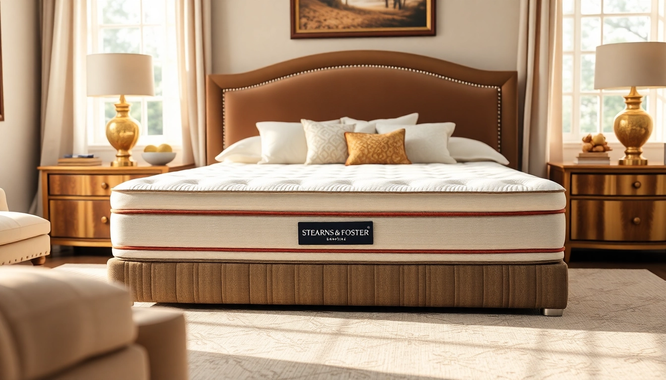 Admire the Stearns and Foster queen box spring elegantly displayed in a beautifully styled bedroom.