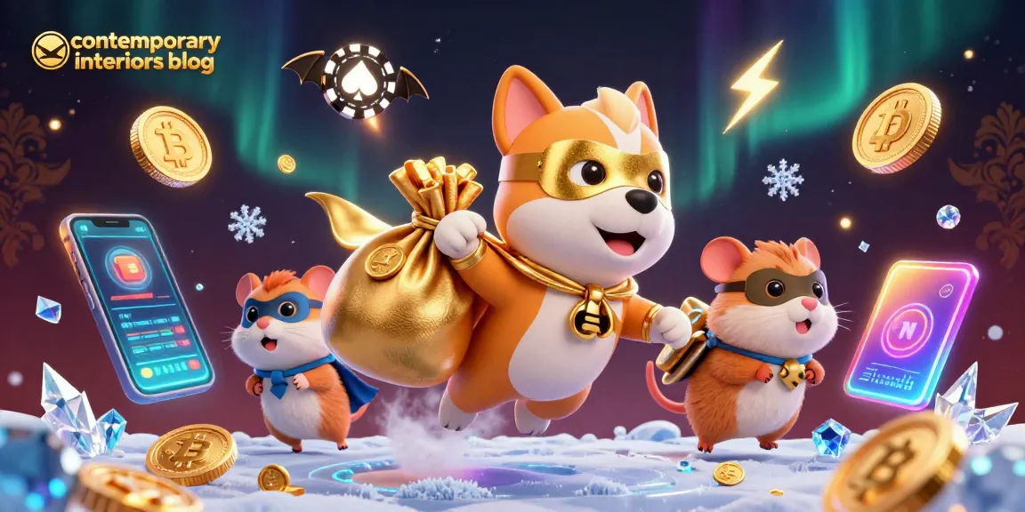 Experience excitement with the contemporary interiors blog featuring a superhero dog flying amidst coins, evoking casino thrills.