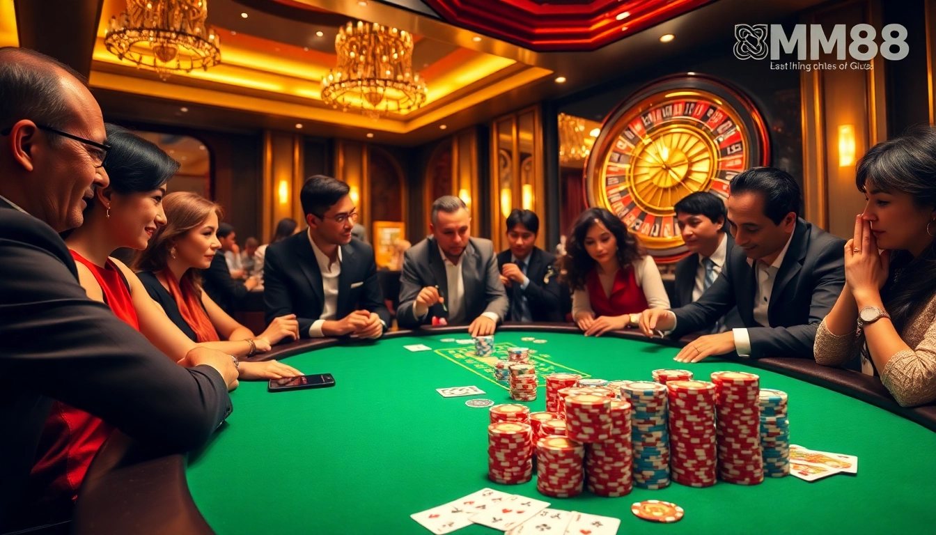 Experience luxury gaming at MM88 with vibrant poker tables and engaging players.