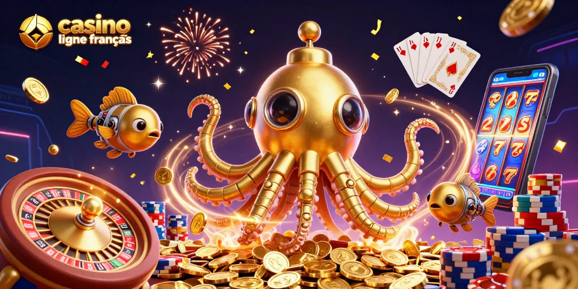 Découvrez le casino en ligne français avec des pièces d'or et une ambiance festive.
