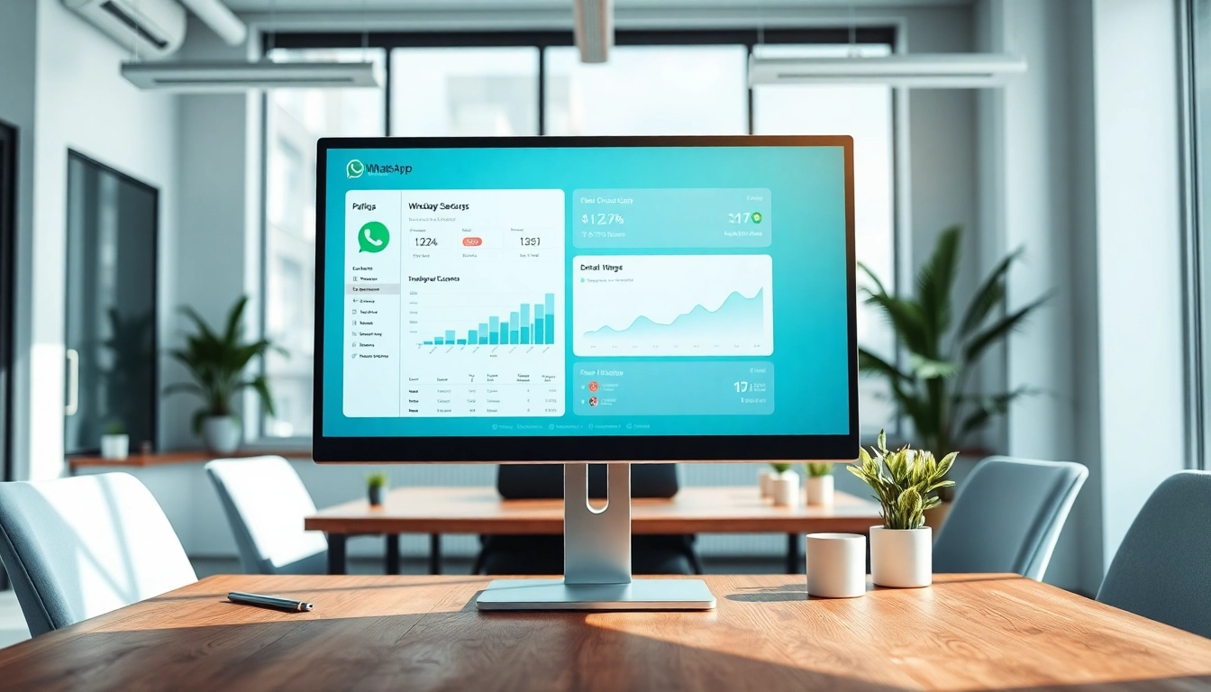 Optimize your workflow with WhatsApp Smart CRM interface displayed in a modern office setting.