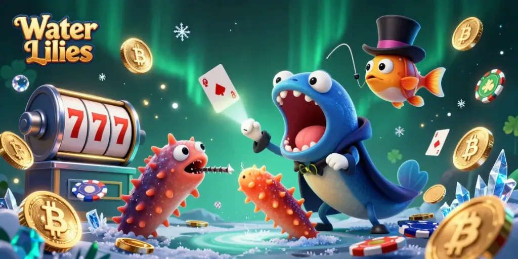 Engage with vibrant Water Lilies casino scene featuring magical underwater tricks and glowing gaming elements.