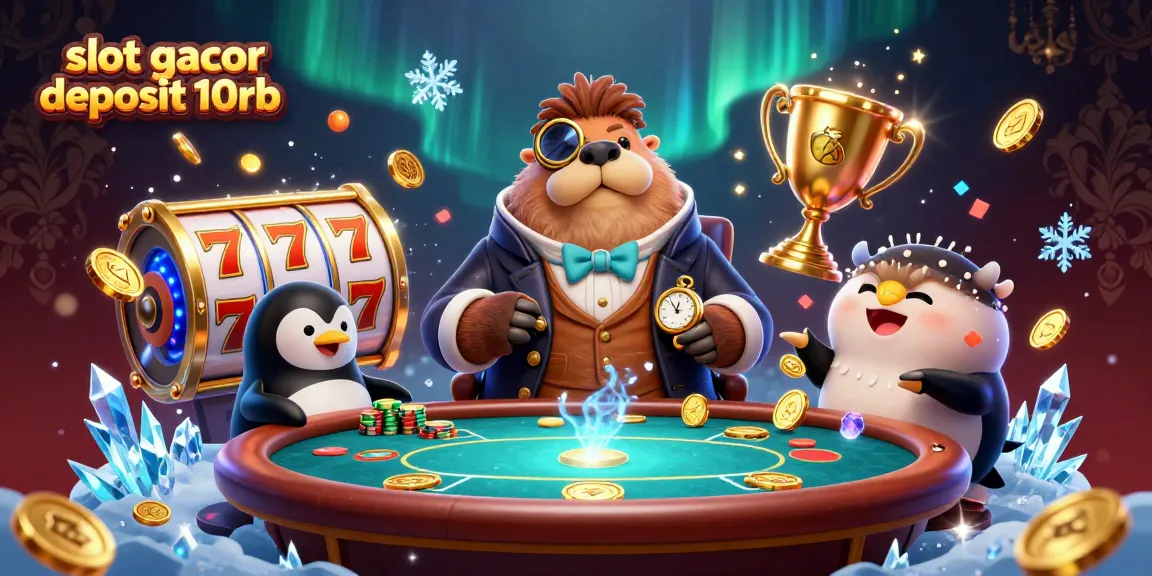 Engage with the thrill of slot gacor deposit 10rb through this vivid 3D casino scene featuring exciting gaming elements.