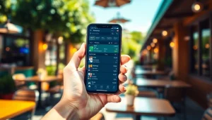 Engaging view of best sports betting apps India on a smartphone in a café setting.