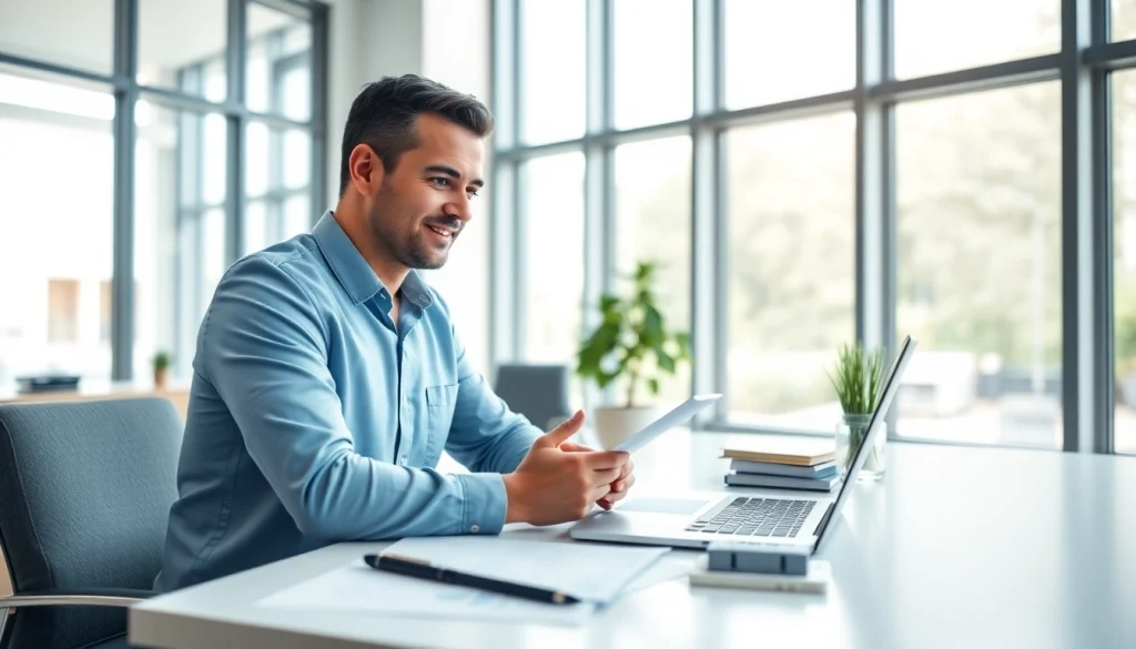 카드 현금화에 대한 정보 제공하는 전문가와 현대적인 사무실 모습