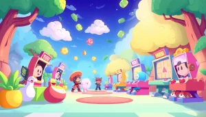 Experience exciting Yono games with adorable characters playing in vibrant gaming landscapes.