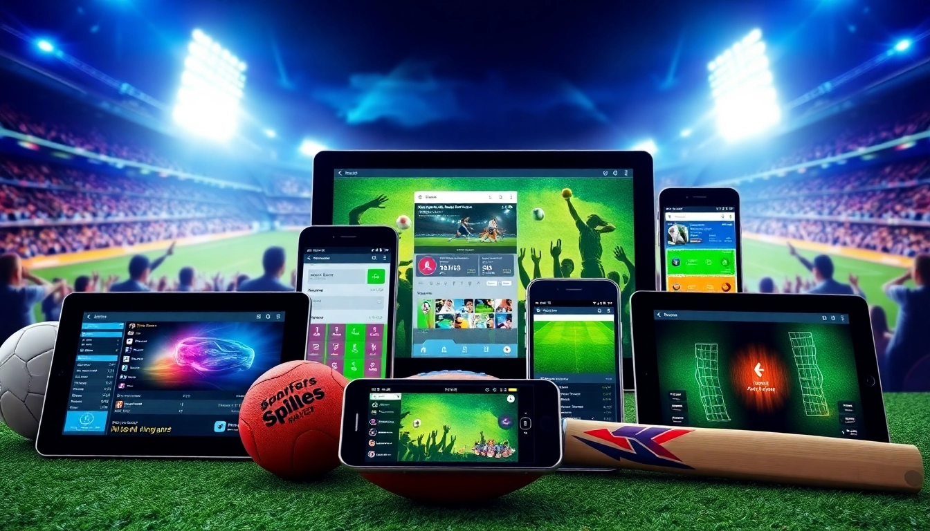 Showcasing the best sports betting apps India on mobile devices against a lively sports background.