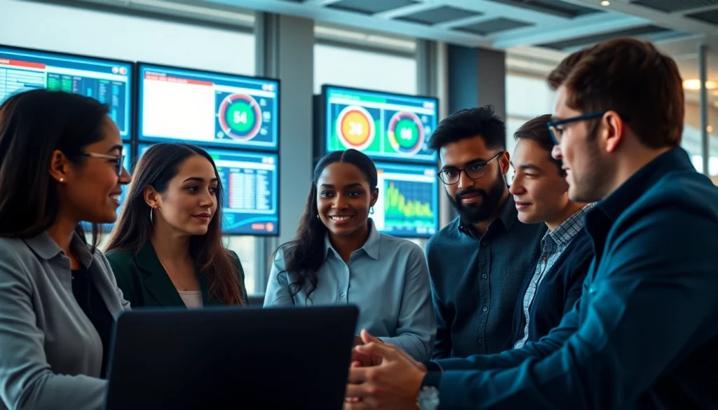 Analyze cirt strategies with a diverse cybersecurity team collaborating in a bright office.