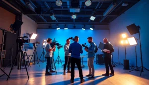 Capturing dynamic scenes of a Video Production Company Calgary in a modern studio.