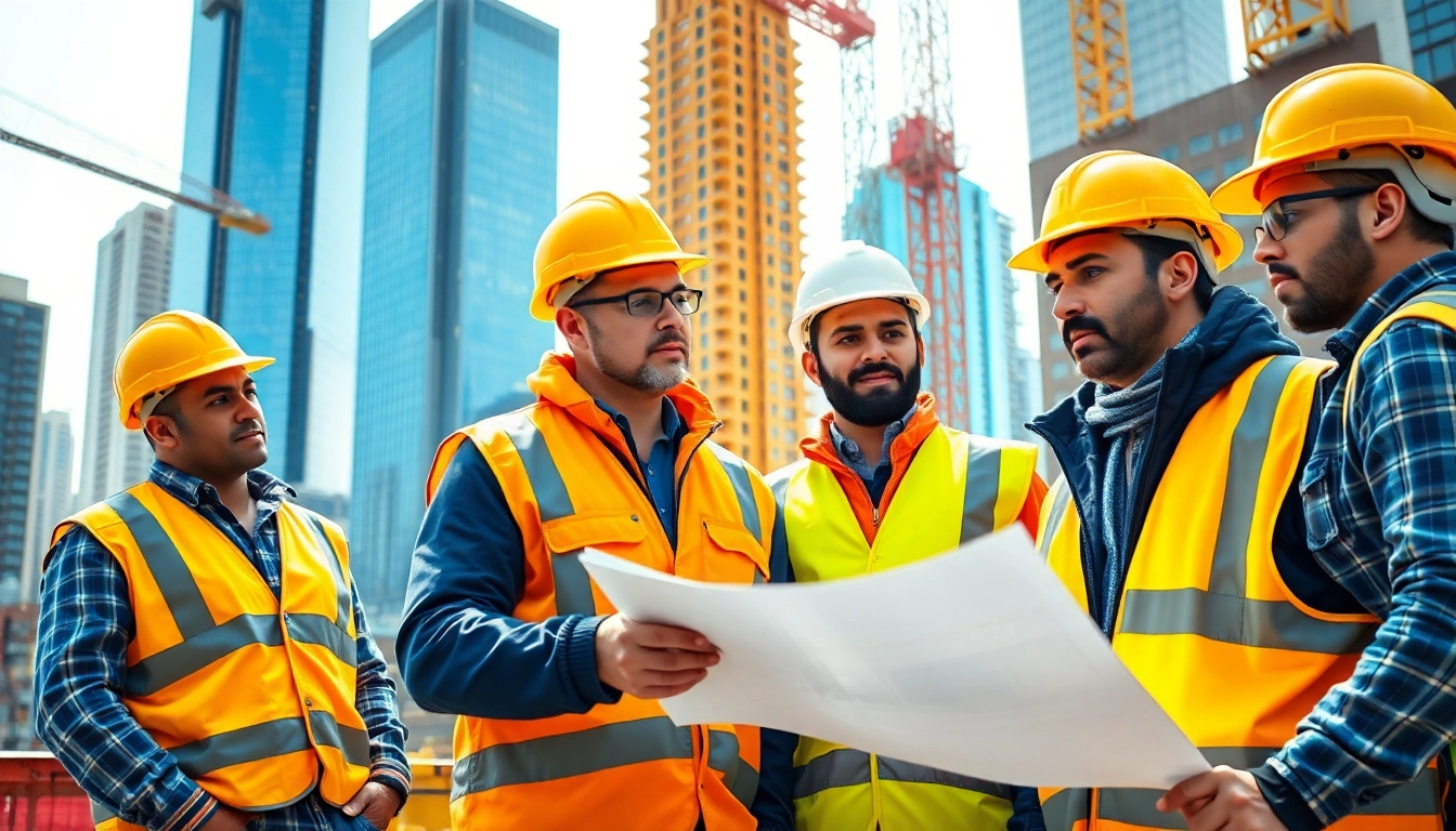 A construction team representing New York City Commercial General Contractor collaborating on urban projects.
