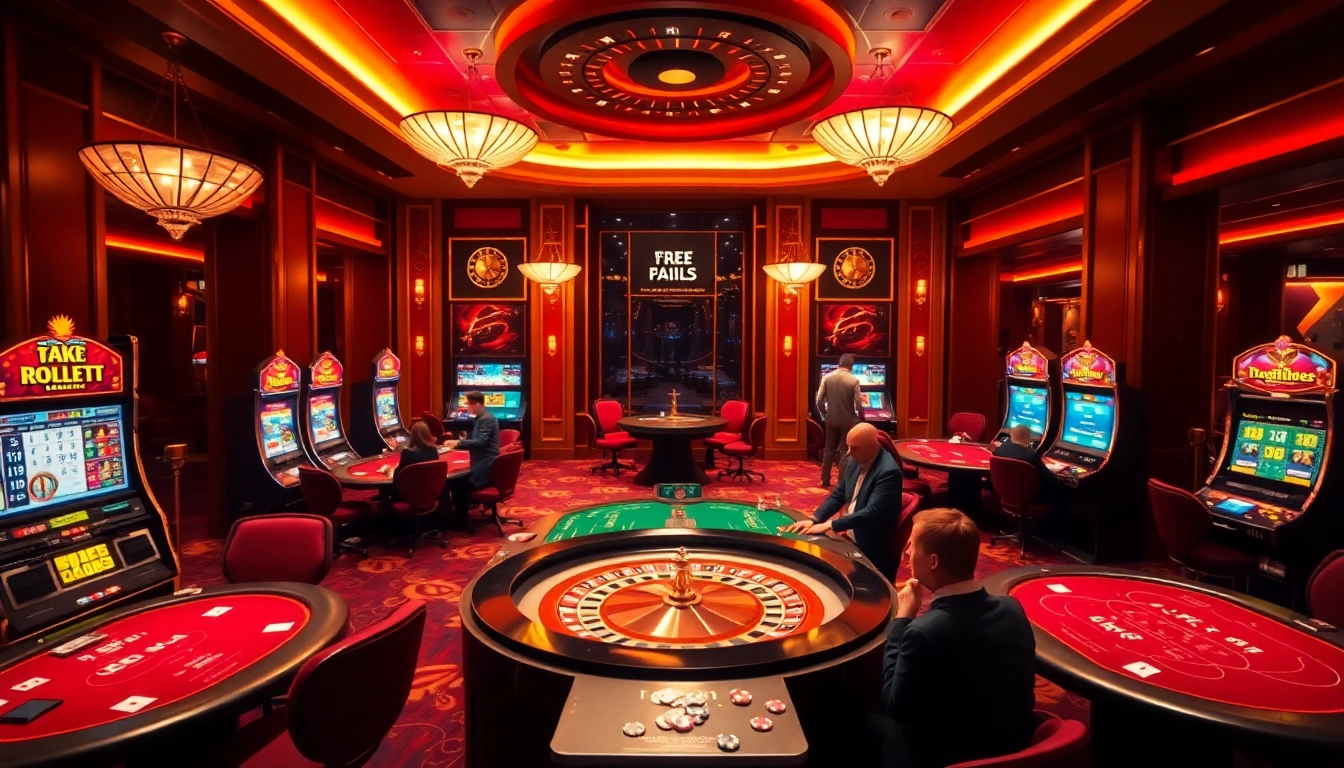 Engaging in exciting gameplay at https://kingarthurcafe.com/menu casino with vibrant slot machines and tables.