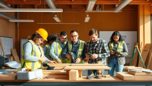 Students in construction trade schools in texas engaging in hands-on training in a professional setting