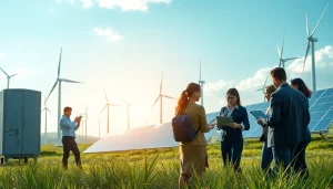 Free cloud mining professionals analyzing renewable energy data in a modern facility.