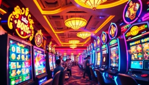 Exciting gaming scene featuring Kode4d slot machines with vibrant colors and players.