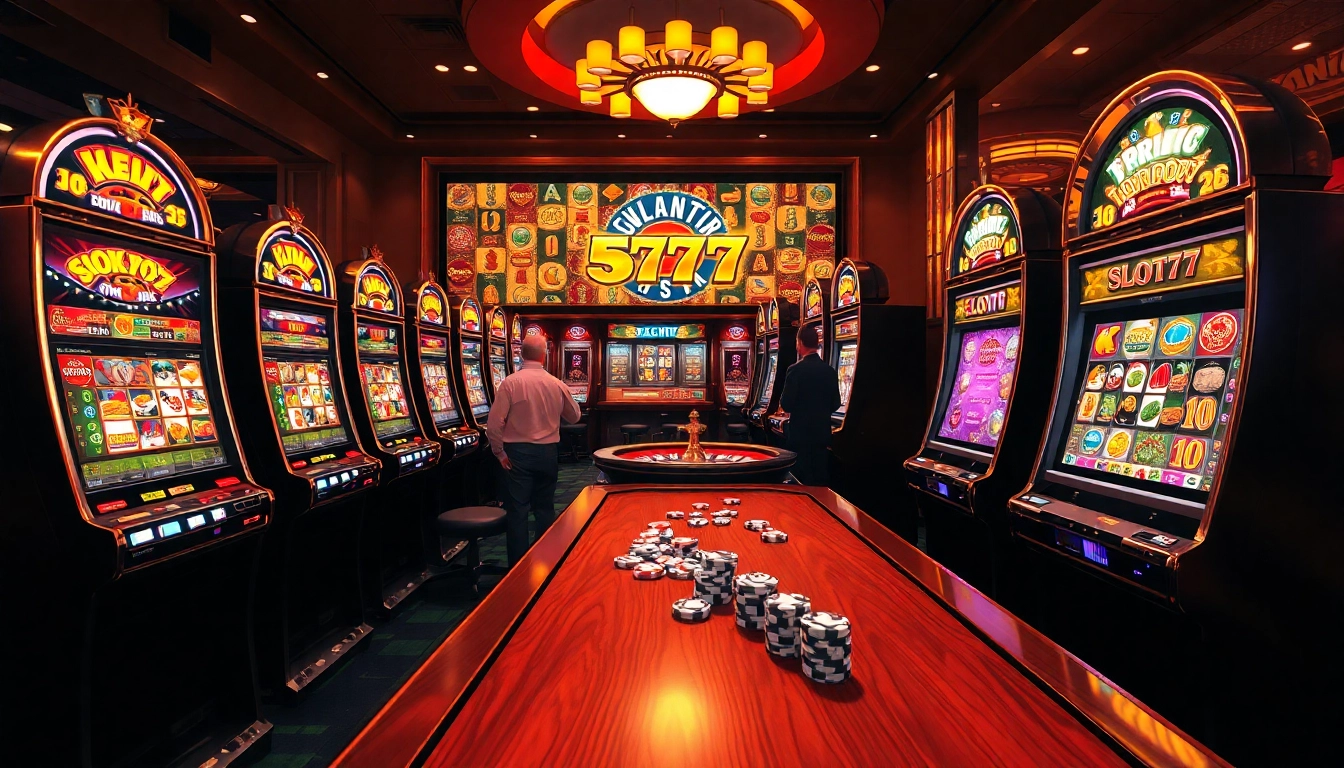 Experience the thrill of Slot777 jackpots in a glamorous casino setting filled with excitement and winning moments.